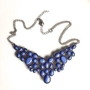 Flower Style Cluster Collar Necklace Periwinkle Blue Extendable 16.5” - 18.5”